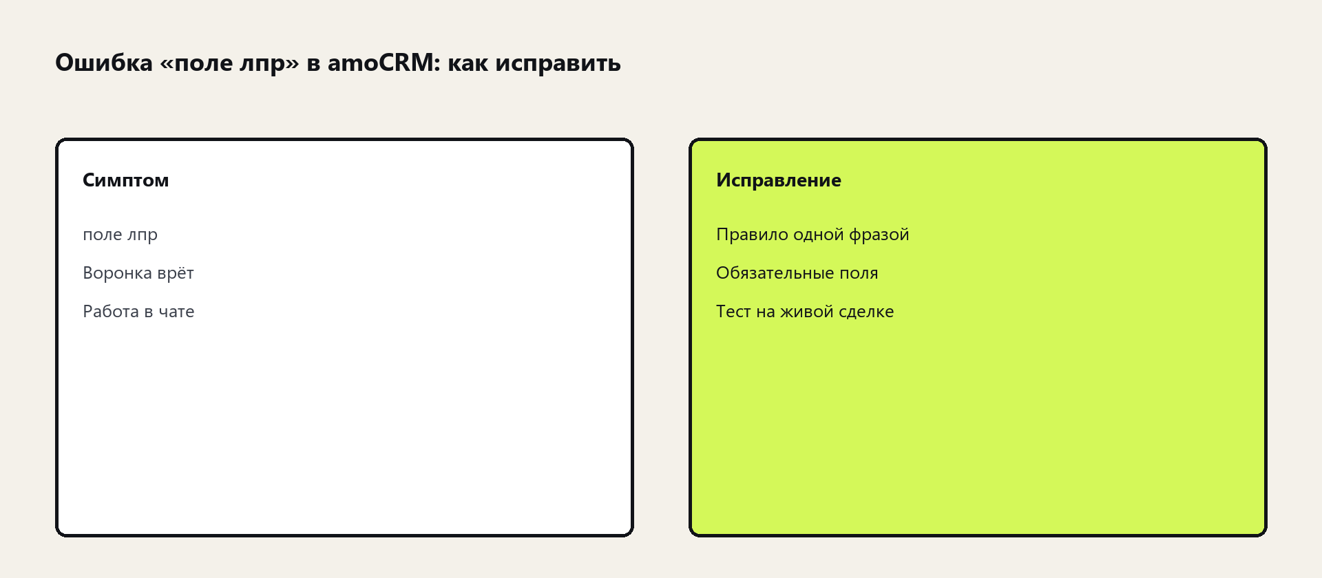 Схема: поле лпр в amoCRM
